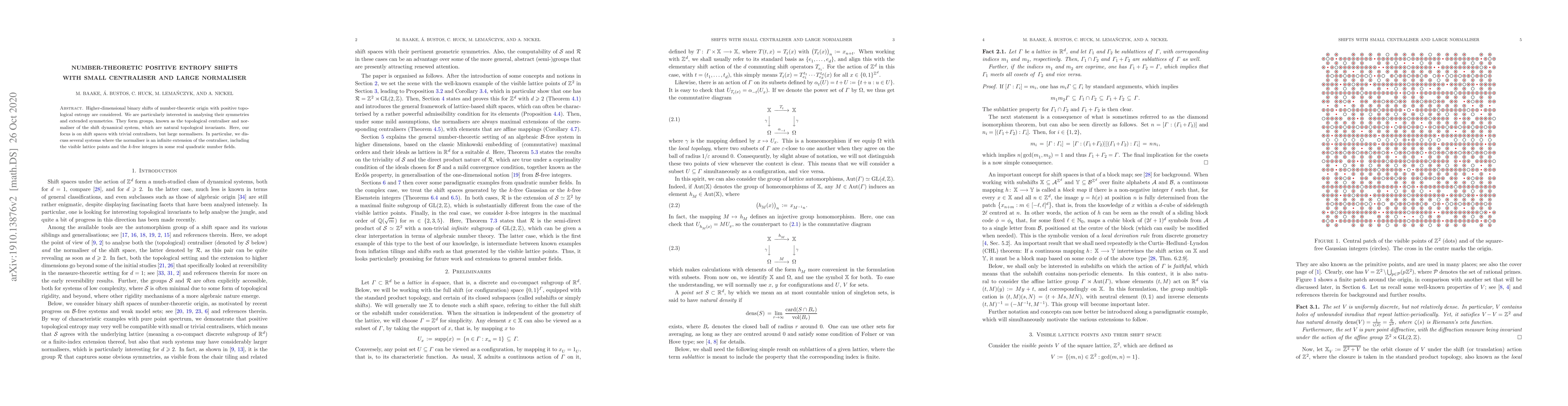 Thumbnail for Number-theoretic positive entropy shifts with small centraliser and
  large normaliser