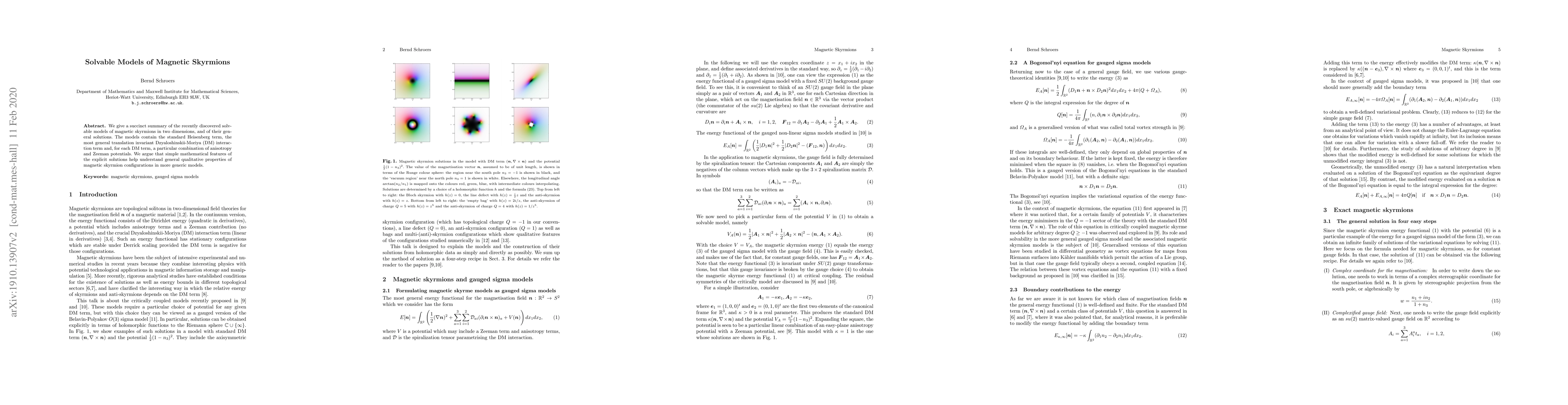 Thumbnail for Solvable Models of Magnetic Skyrmions