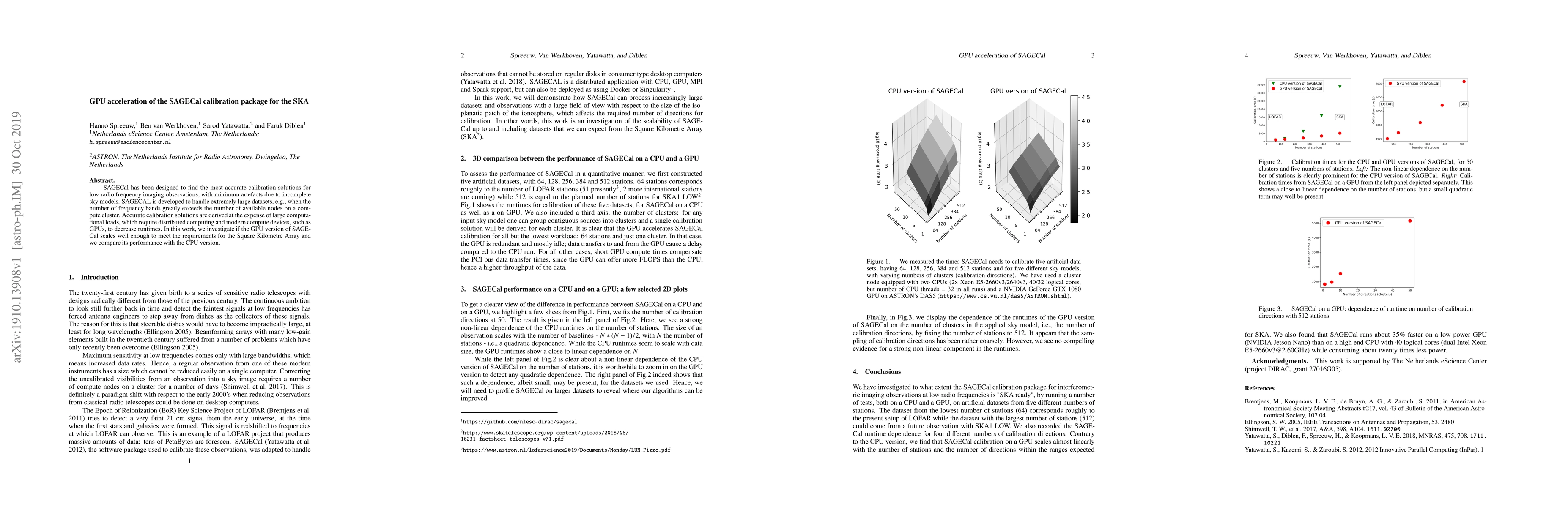 Thumbnail for GPU acceleration of the SAGECal calibration package for the SKA