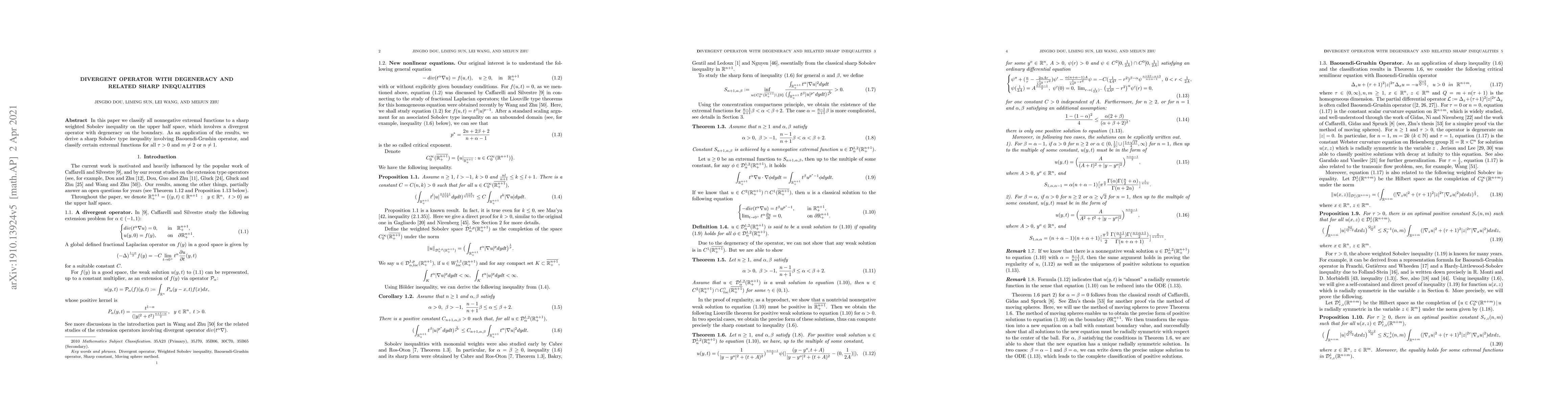 Thumbnail for Divergent operator with degeneracy and related sharp inequalities