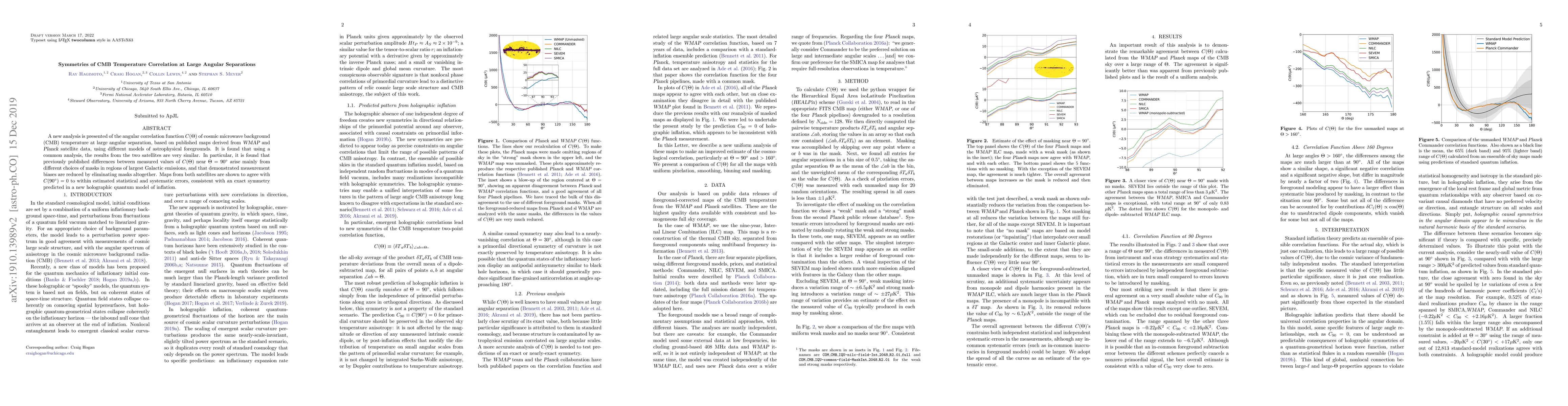 Thumbnail for Symmetries of CMB Temperature Correlation at Large Angular Separations