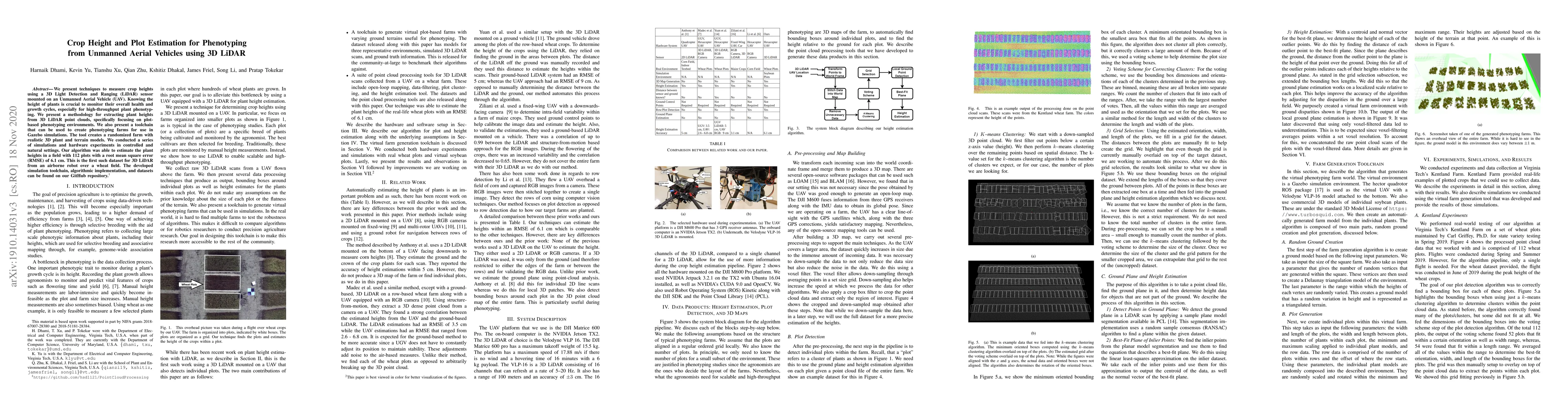 Thumbnail for Crop Height and Plot Estimation for Phenotyping from Unmanned Aerial
  Vehicles using 3D LiDAR