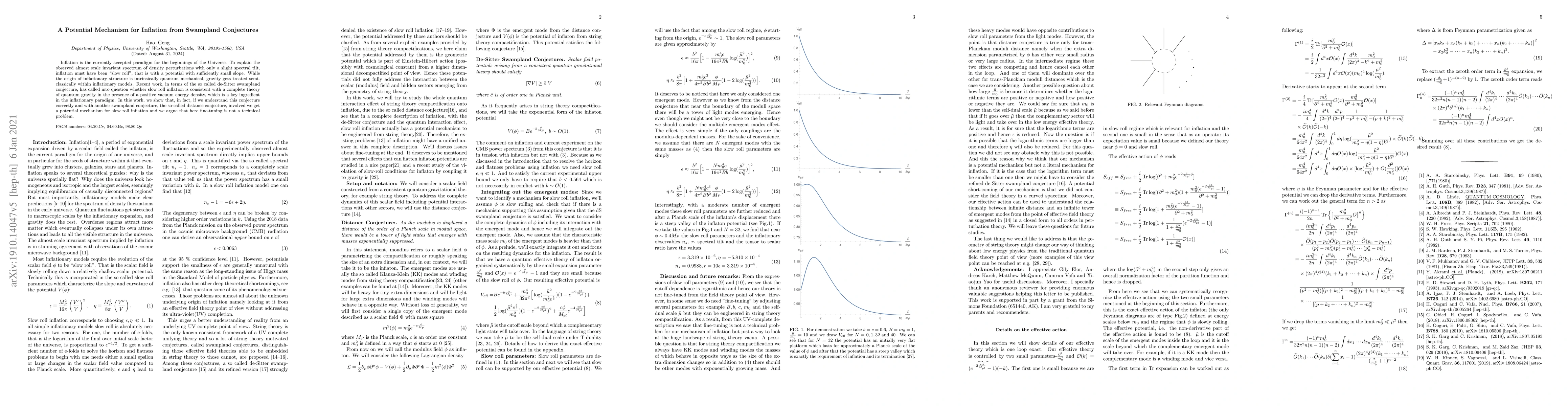 Thumbnail for A Potential Mechanism for Inflation from Swampland Conjectures