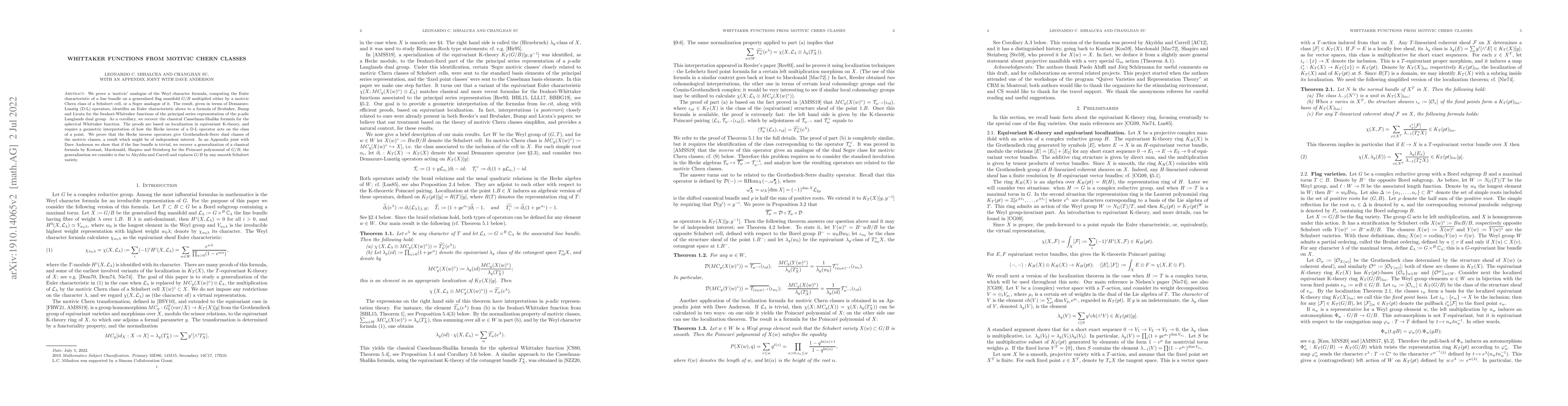 Thumbnail for Whittaker functions from motivic Chern classes