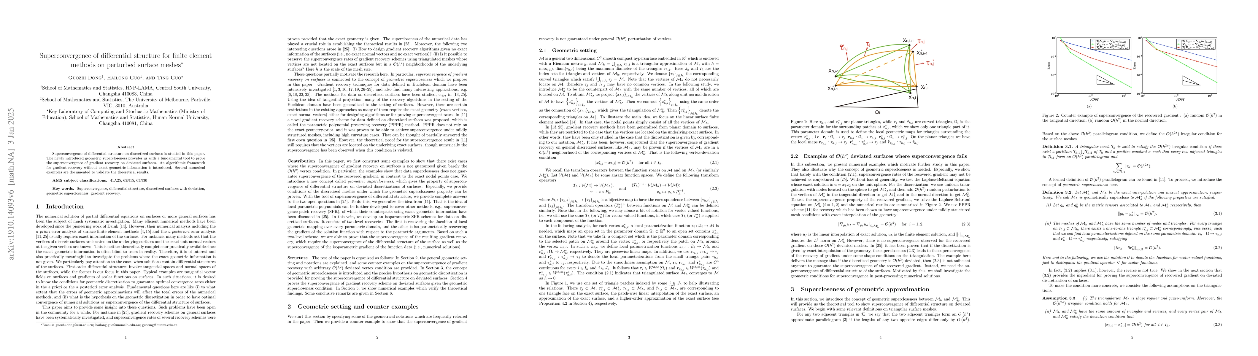 Thumbnail for Superconvergence of differential structure for finite element methods on
  perturbed surface meshes