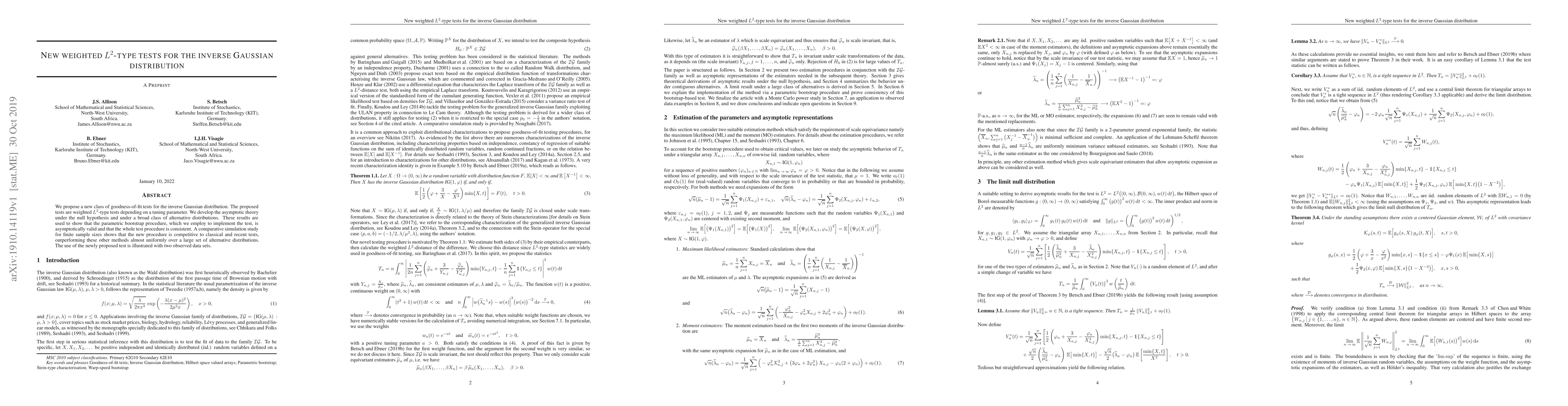 Thumbnail for New weighted $L^2$-type tests for the inverse Gaussian distribution