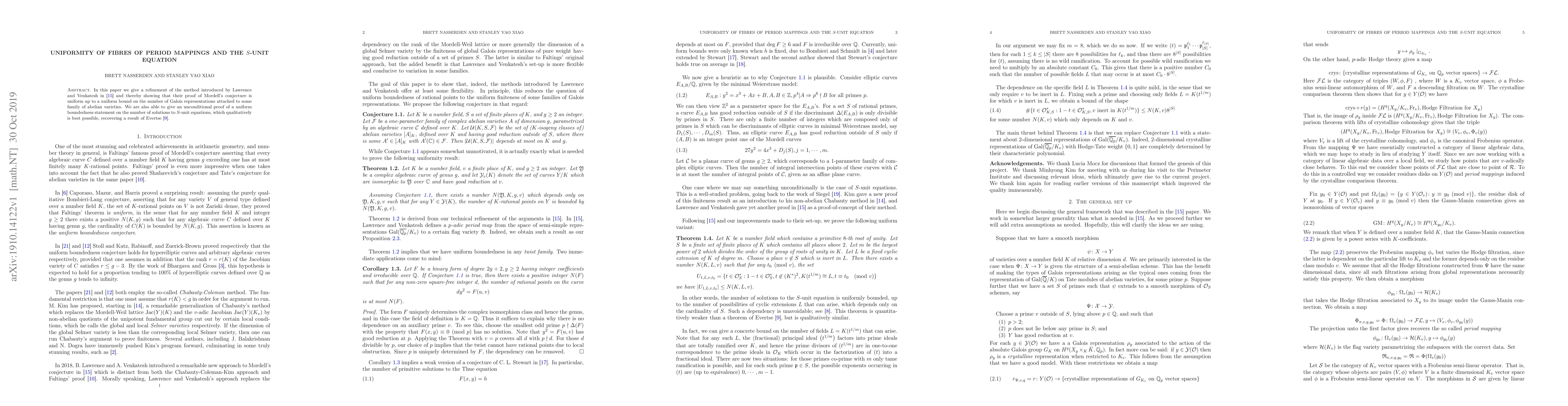 Thumbnail for Uniformity of fibres of period mappings and the $S$-unit equation