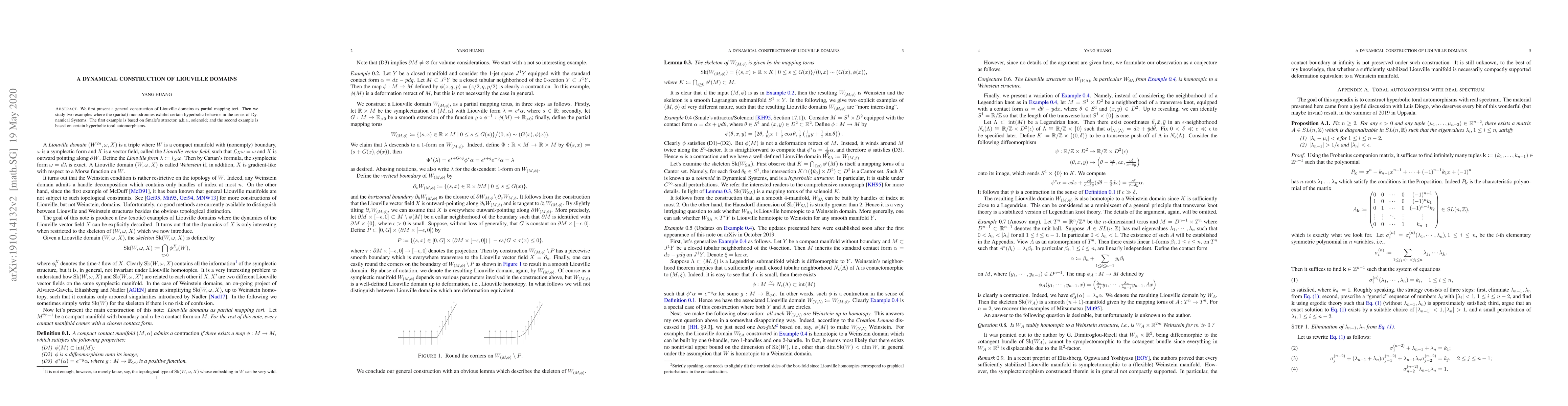 Thumbnail for A dynamical construction of Liouville domains