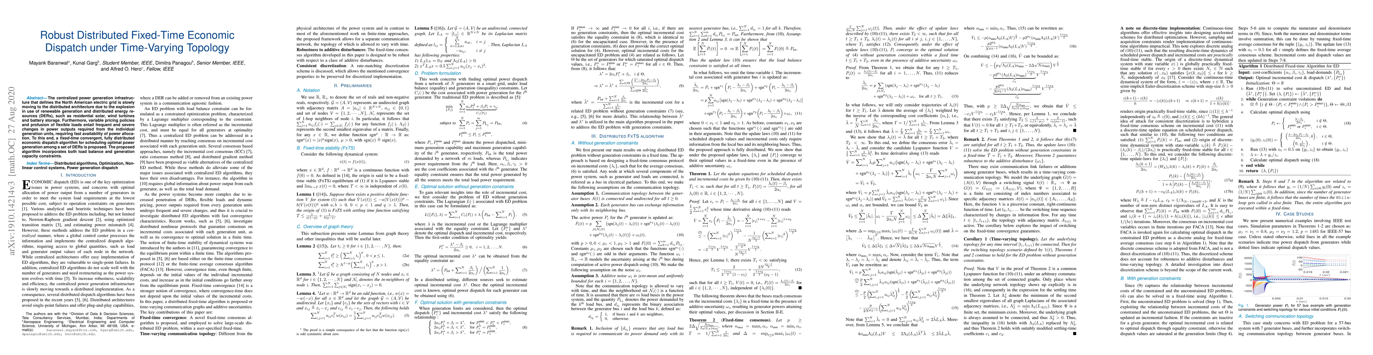 Thumbnail for Robust Distributed Fixed-Time Economic Dispatch under Time-Varying
  Topology