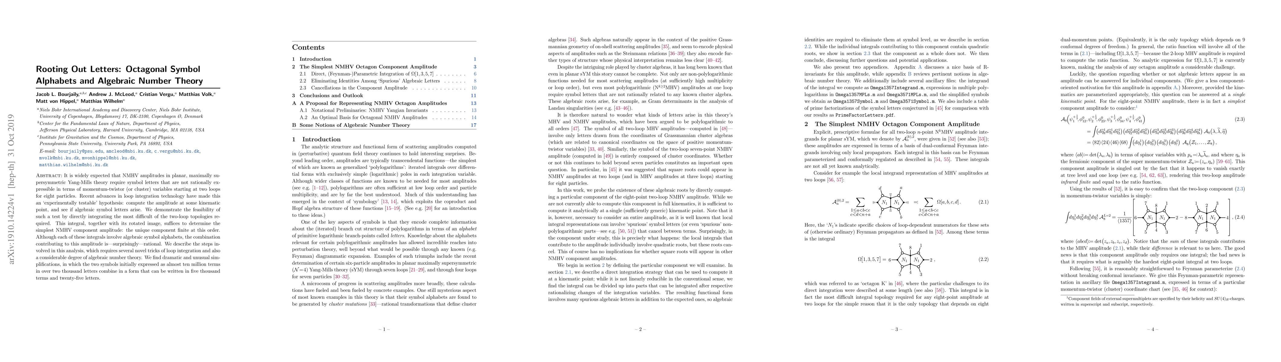 Thumbnail for Rooting Out Letters: Octagonal Symbol Alphabets and Algebraic Number
  Theory
