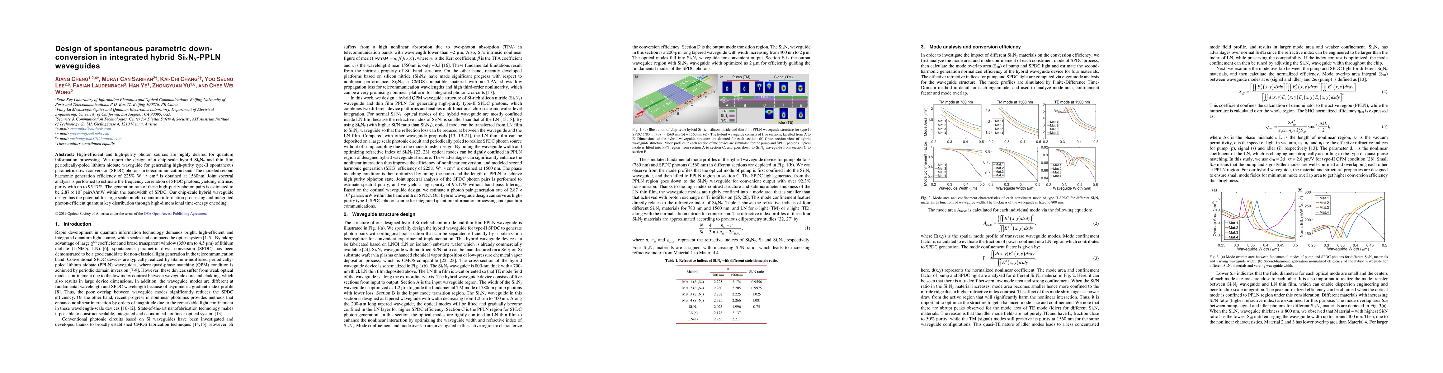 Thumbnail for Design of spontaneous parametric down-conversion in integrated hybrid
  SixNy-PPLN waveguides