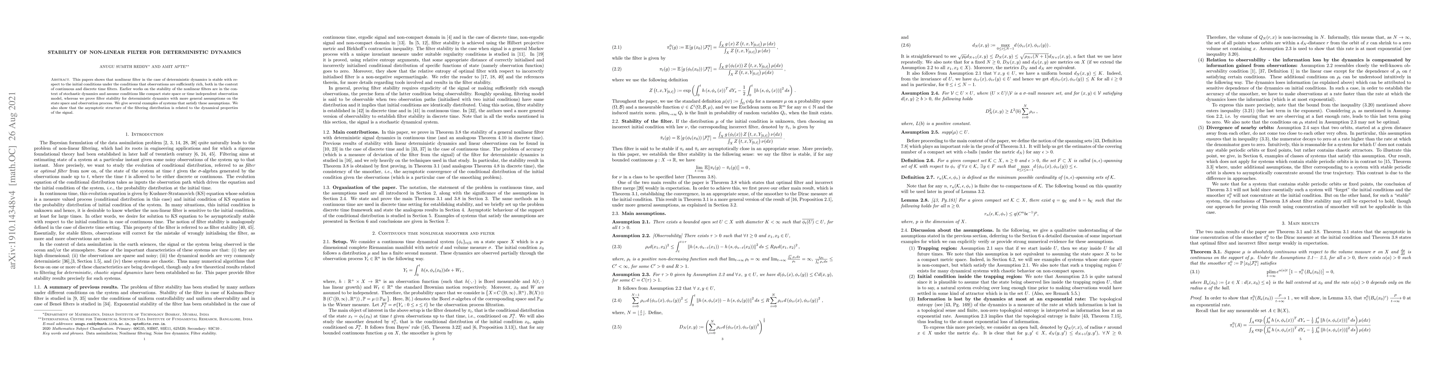 Thumbnail for Stability of Non-linear Filter for Deterministic Dynamics