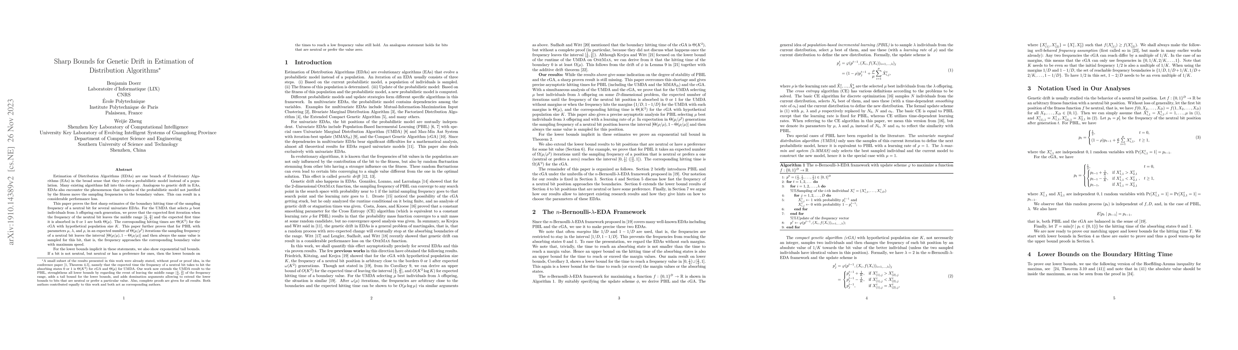 Thumbnail for Sharp Bounds for Genetic Drift in Estimation of Distribution Algorithms