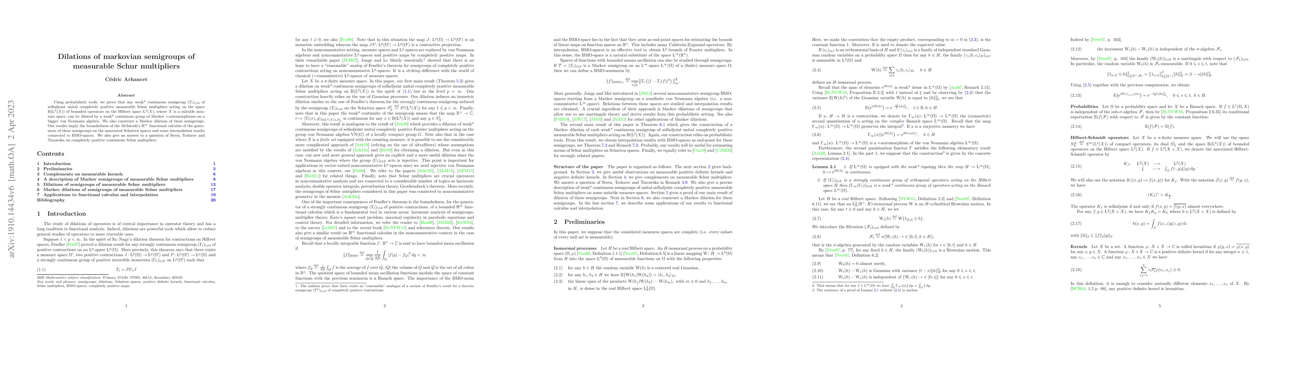 Thumbnail for Dilations of markovian semigroups of measurable Schur multipliers