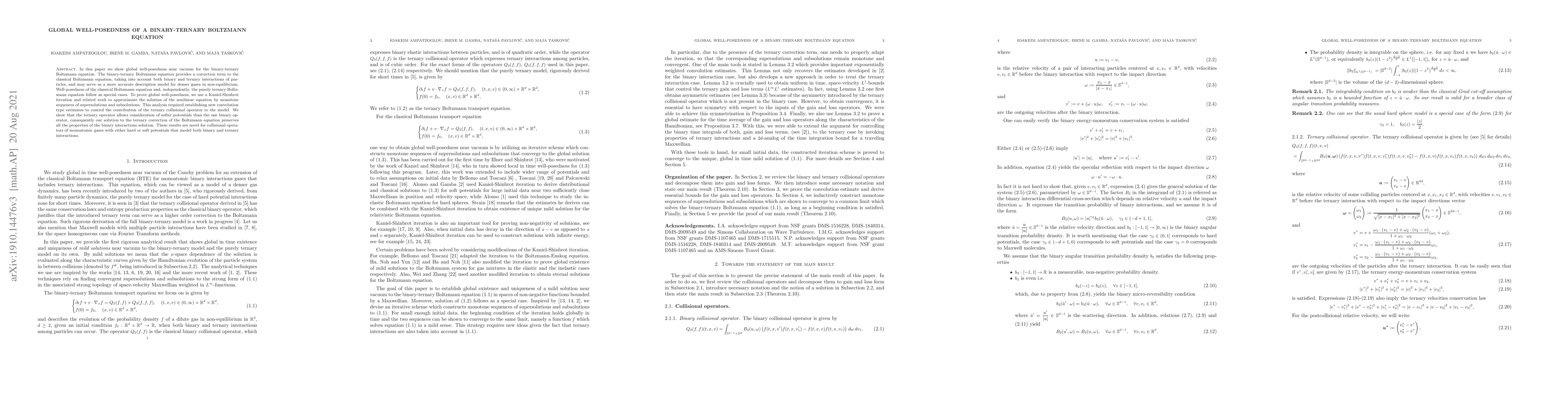 Thumbnail for Global well-posedness of a binary-ternary Boltzmann equation
