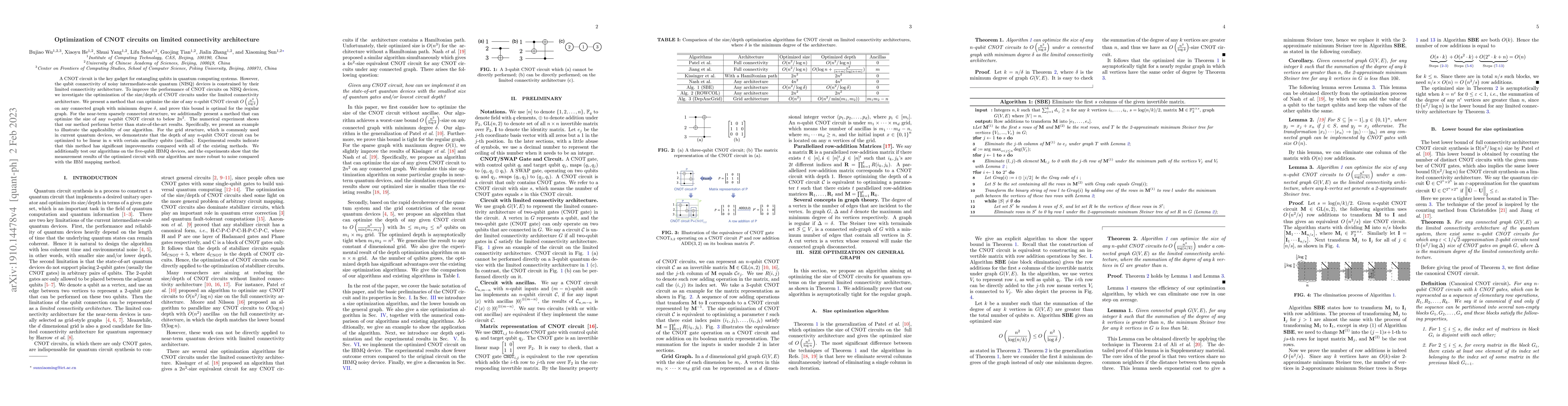 Thumbnail for Optimization of CNOT circuits on limited connectivity architecture