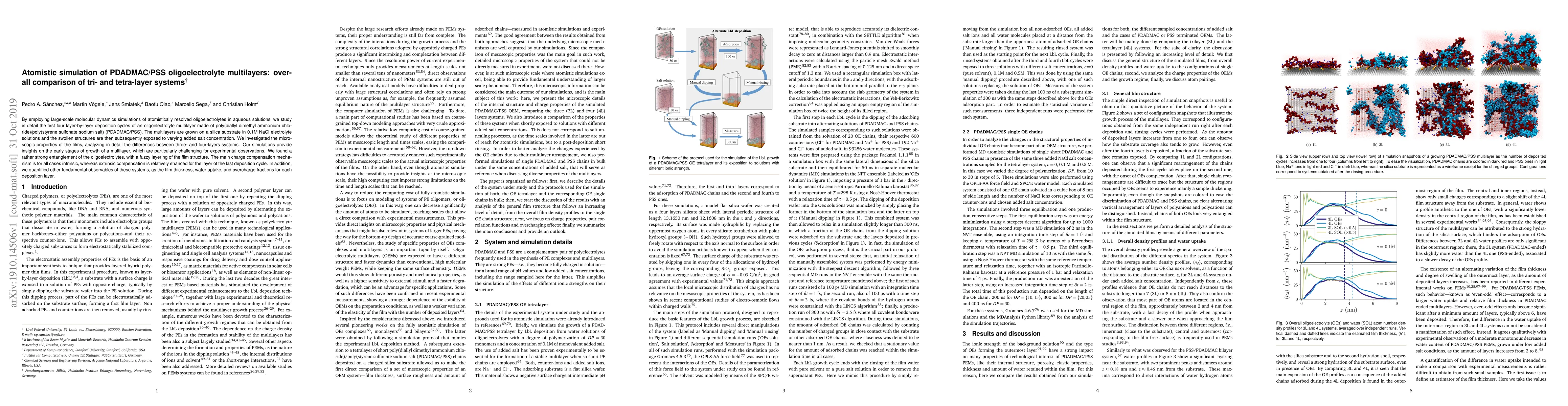 Thumbnail for Atomistic simulation of PDADMAC/PSS oligoelectrolyte multilayers:
  overall comparison of tri- and tetra-layer systems