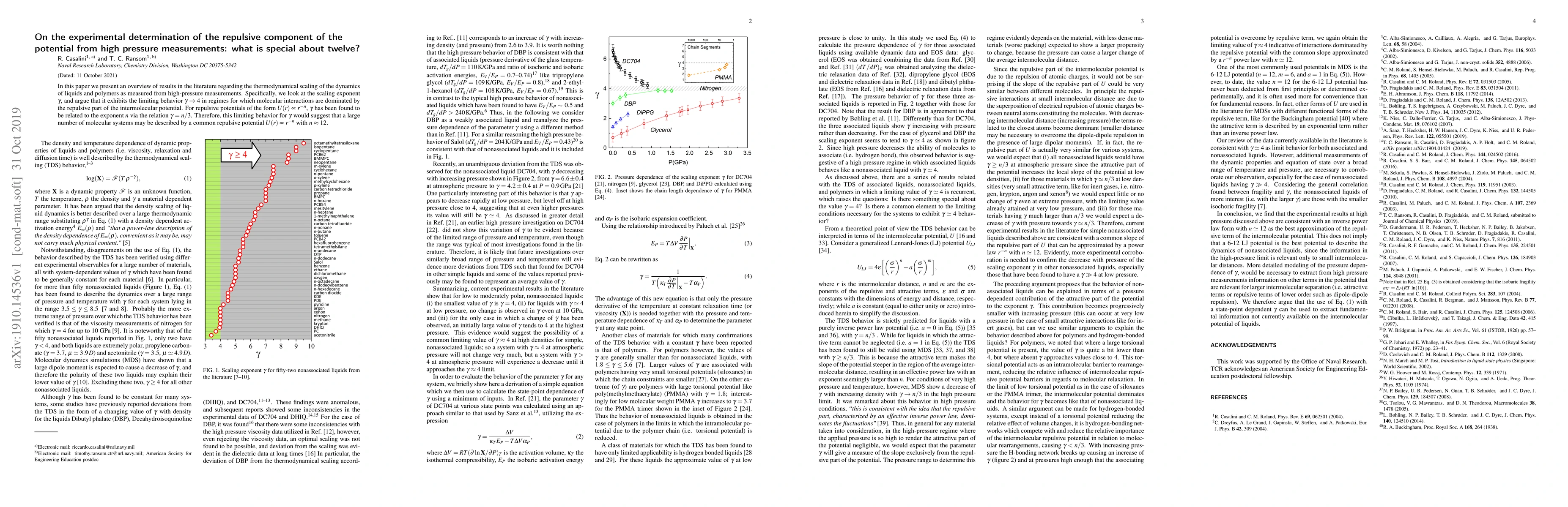 Thumbnail for On the experimental determination of the repulsive component of the
  potential from high pressure measurements: what is special about twelve?