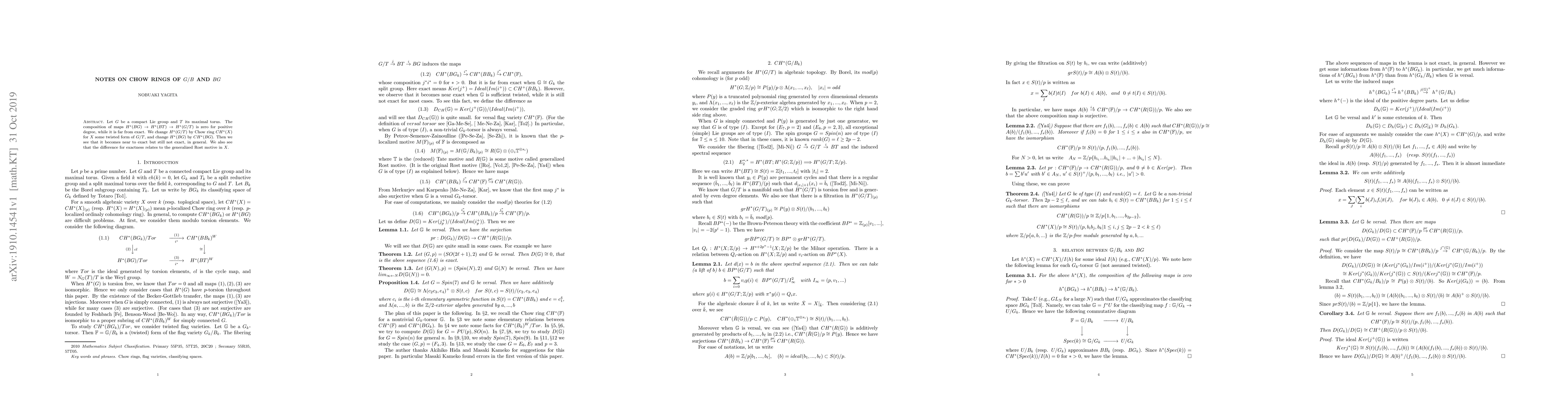 Thumbnail for Notes on Chow rings of G/B and BG