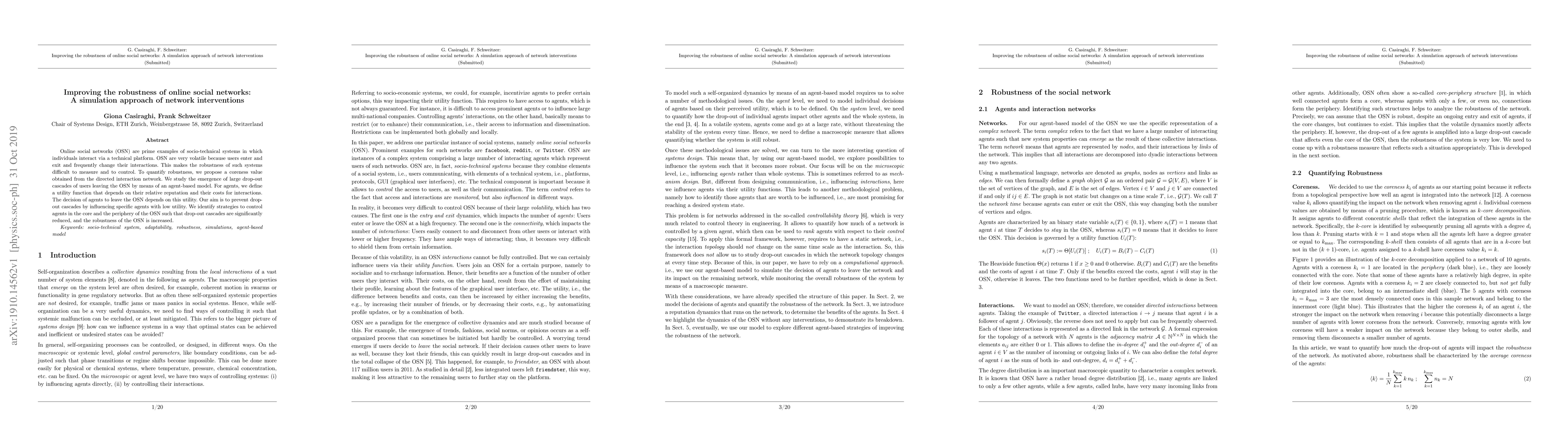 Thumbnail for Improving the robustness of online social networks: A simulation
  approach of network interventions