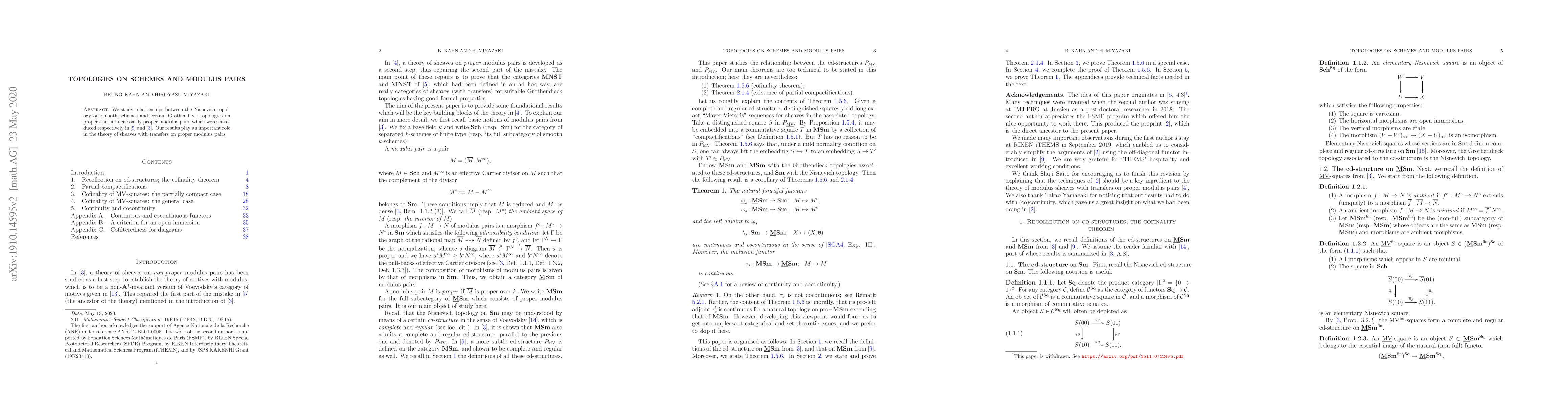 Thumbnail for Topologies on schemes and modulus pairs