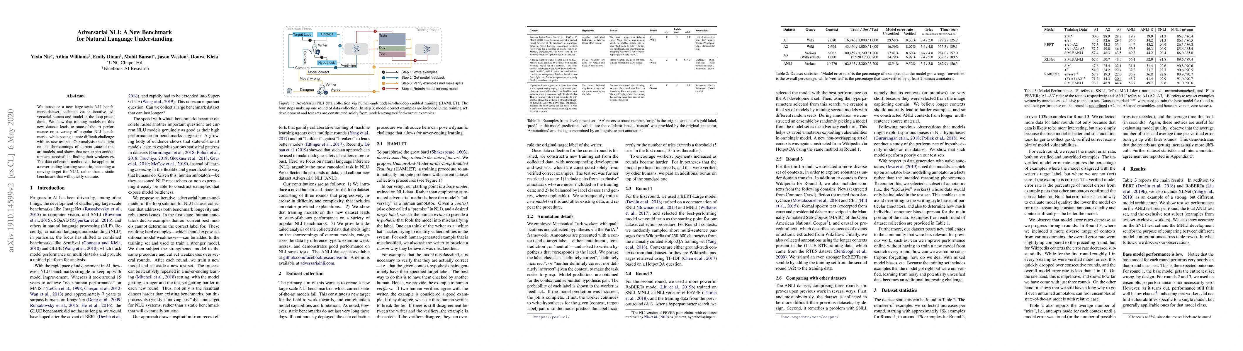 Thumbnail for Adversarial NLI: A New Benchmark for Natural Language Understanding