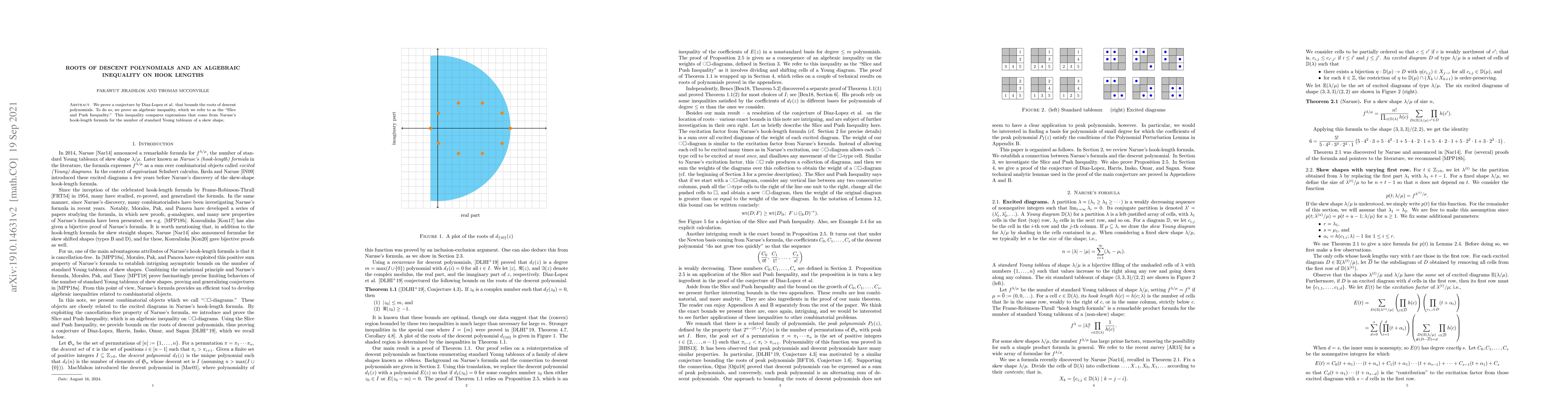 Thumbnail for Roots of descent polynomials and an algebraic inequality on hook lengths
