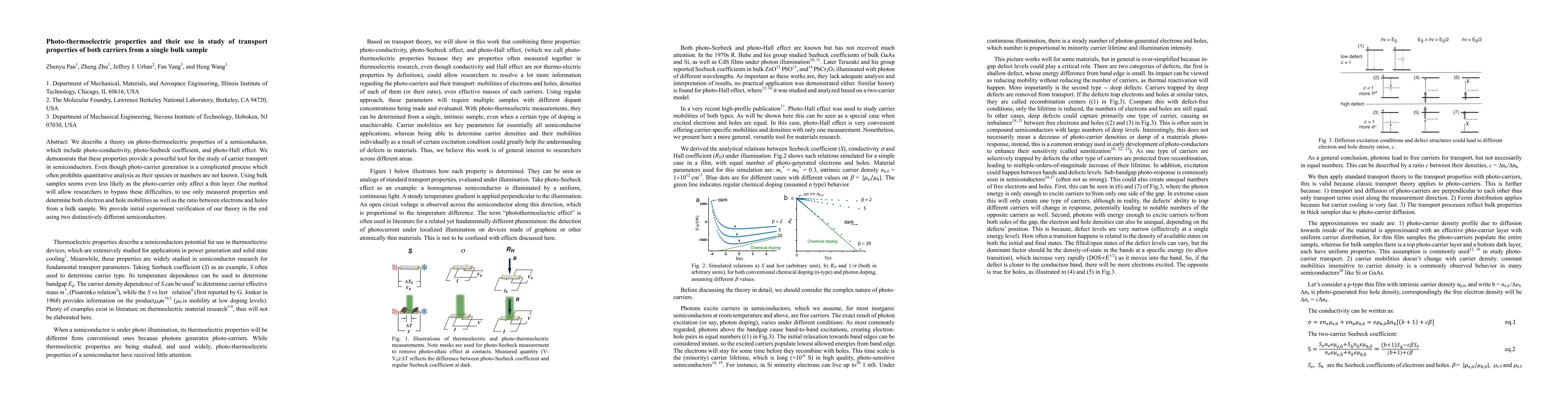 Thumbnail for Photo-thermoelectric properties and their use in study of transport
  properties of both carriers from a single bulk sample