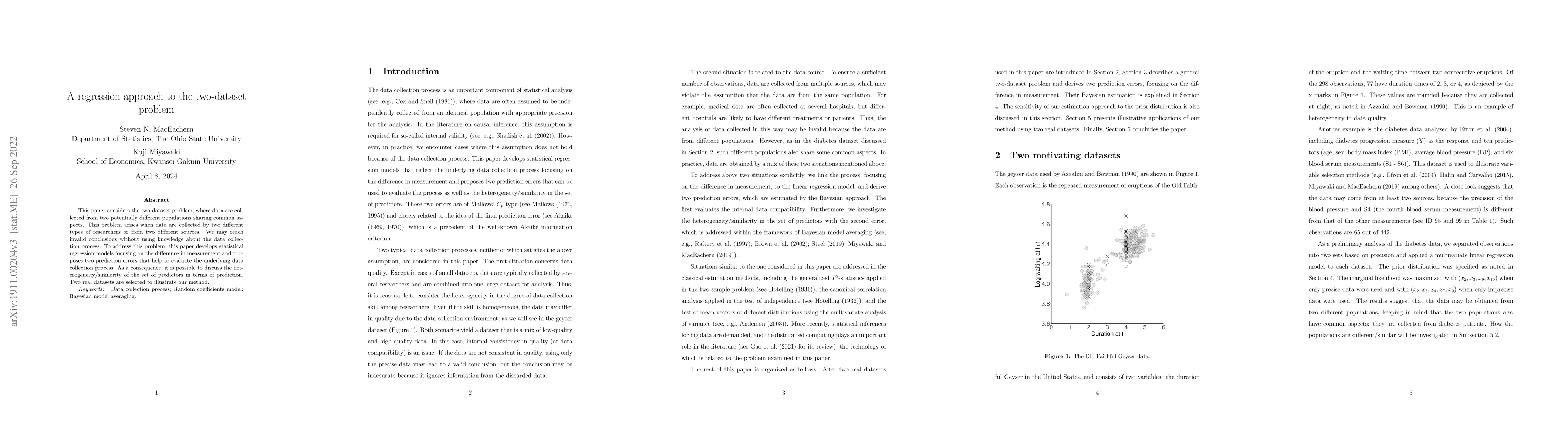 Thumbnail for A regression approach to the two-dataset problem