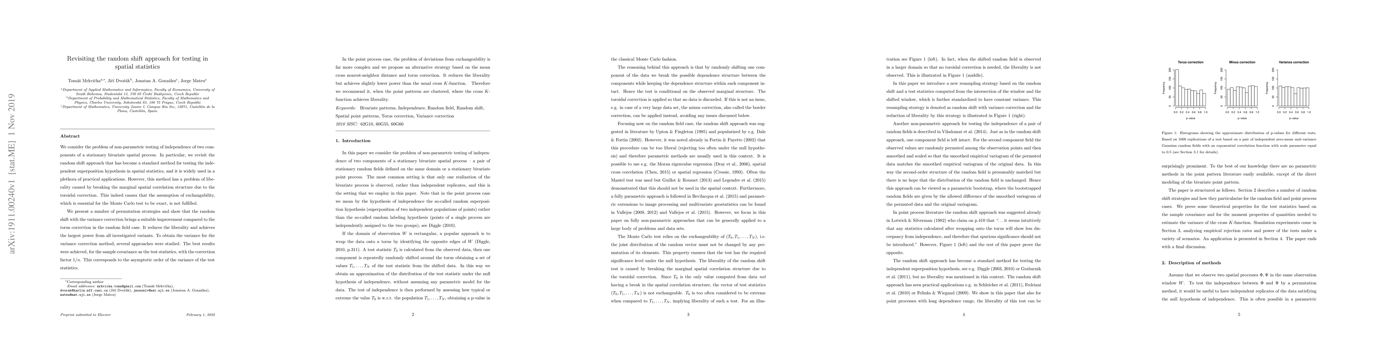 Thumbnail for Revisiting the random shift approach for testing in spatial statistics