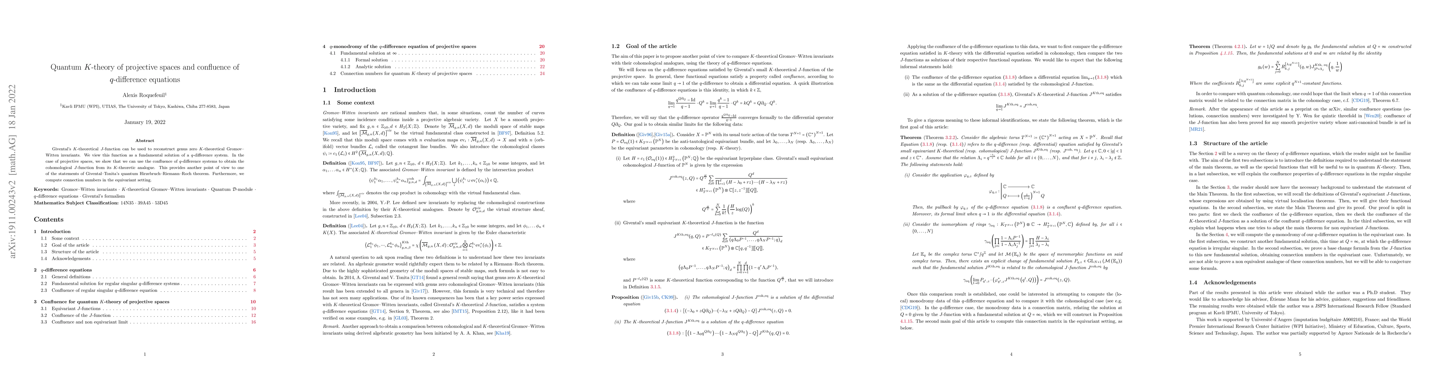 Thumbnail for Quantum $K$-theory of projective spaces and confluence of $q$-difference
  equations