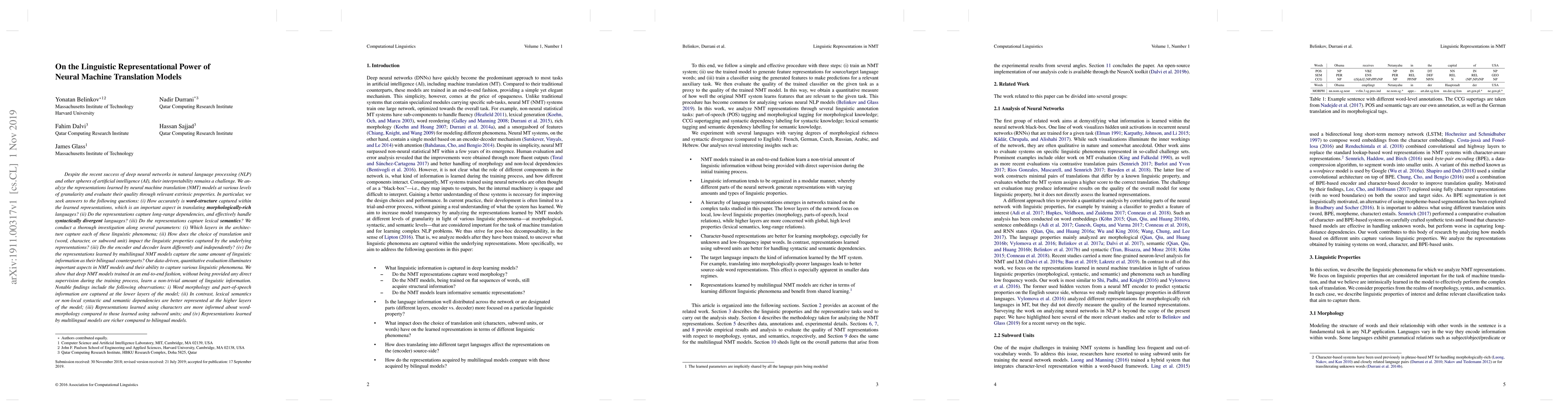 Thumbnail for On the Linguistic Representational Power of Neural Machine Translation
  Models