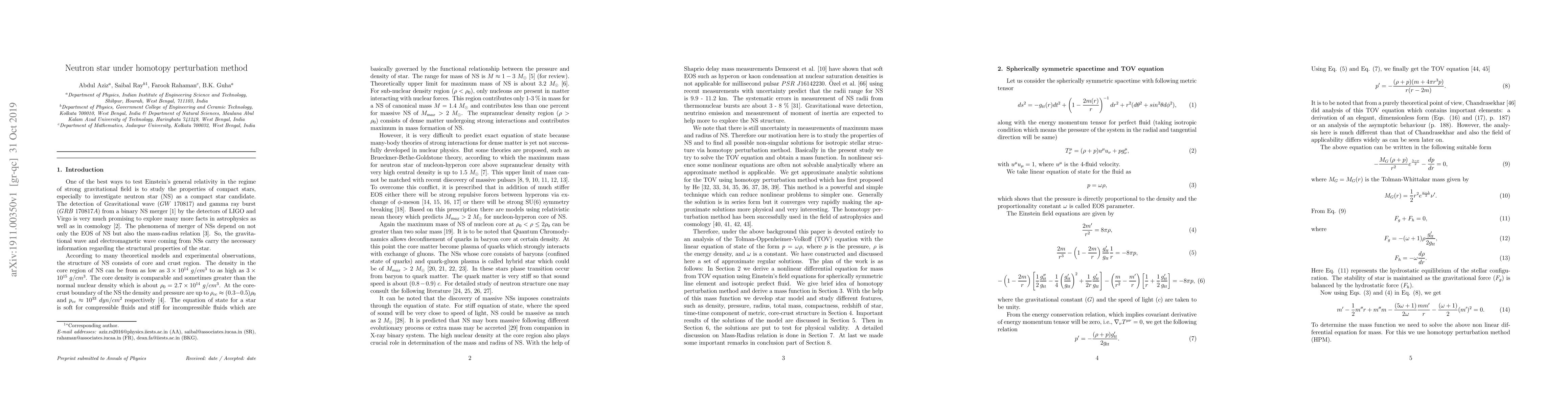 Thumbnail for Neutron star under homotopy perturbation method