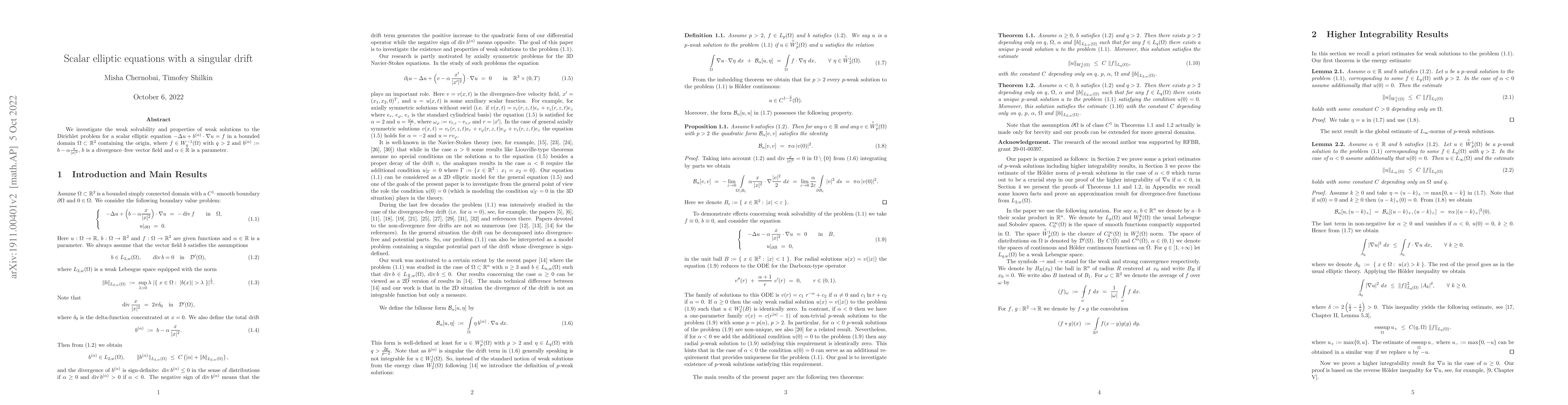 Thumbnail for Scalar elliptic equations with a singular drift