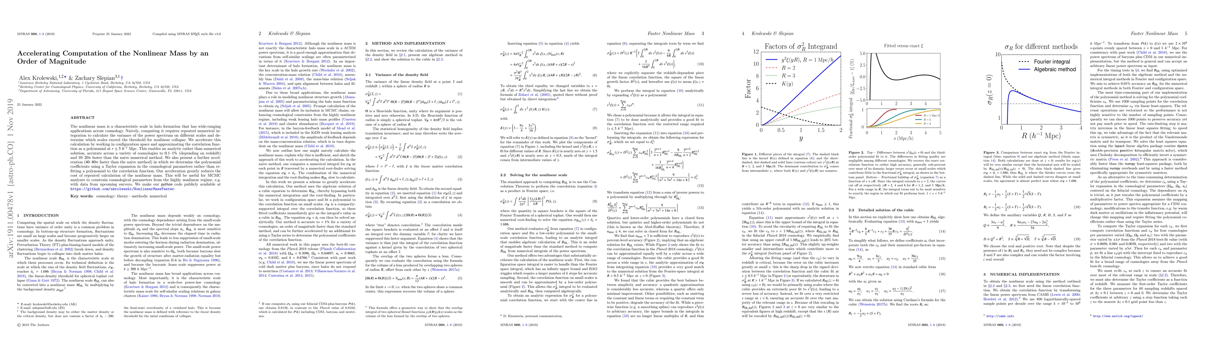 Thumbnail for Accelerating Computation of the Nonlinear Mass by an Order of Magnitude