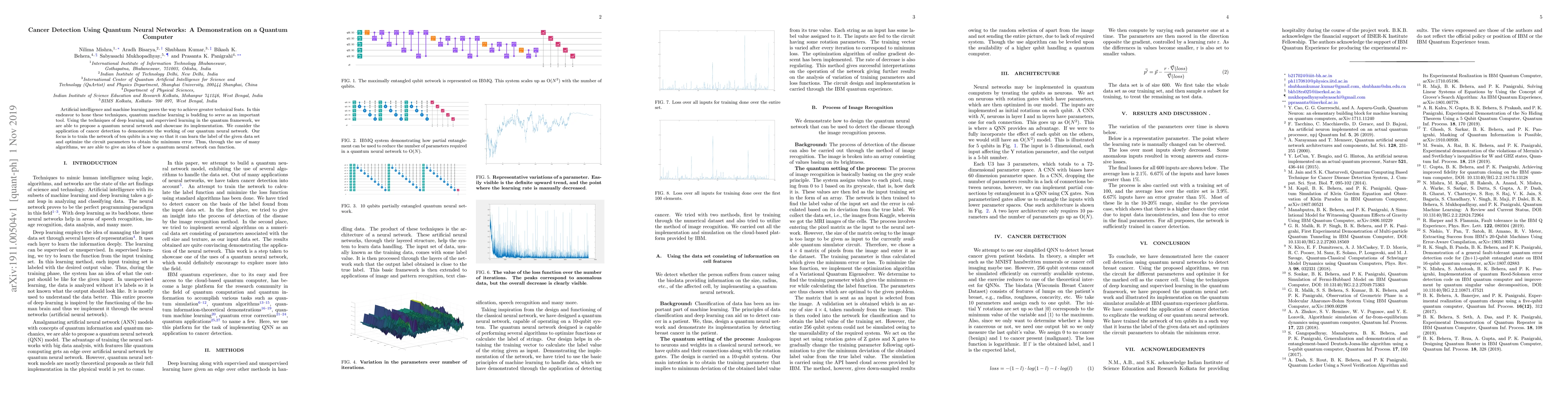 Thumbnail for Cancer Detection Using Quantum Neural Networks: A Demonstration on a
  Quantum Computer