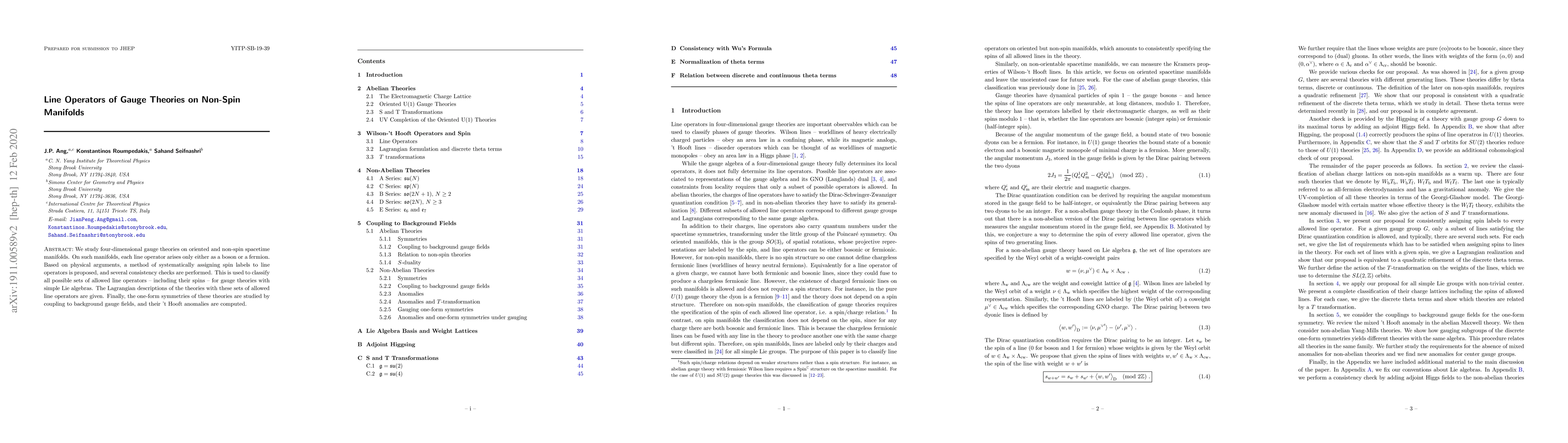 Thumbnail for Line Operators of Gauge Theories on Non-Spin Manifolds
