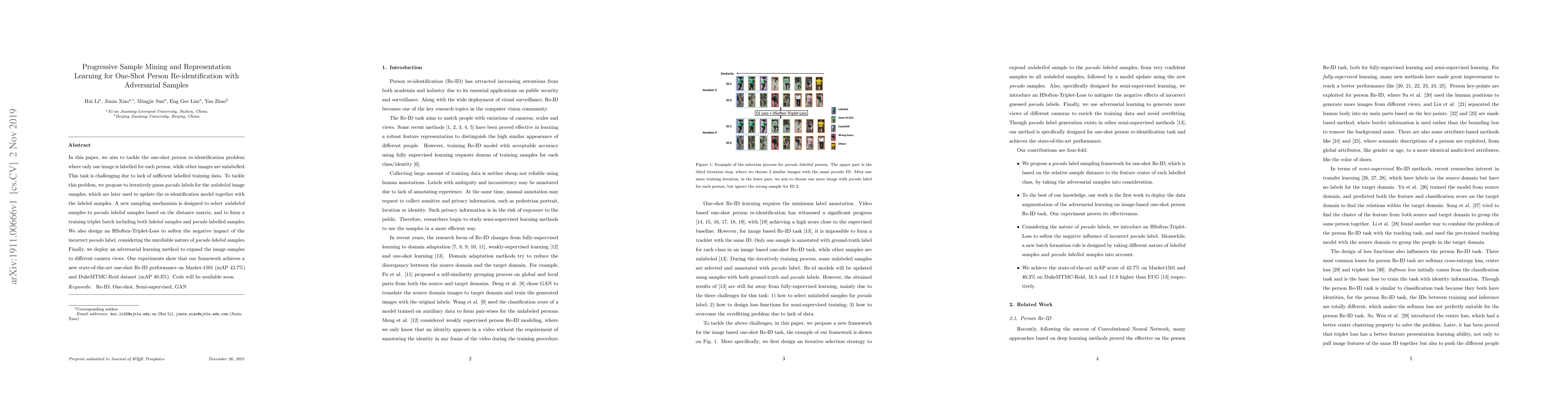 Thumbnail for Progressive Sample Mining and Representation Learning for One-Shot
  Person Re-identification with Adversarial Samples