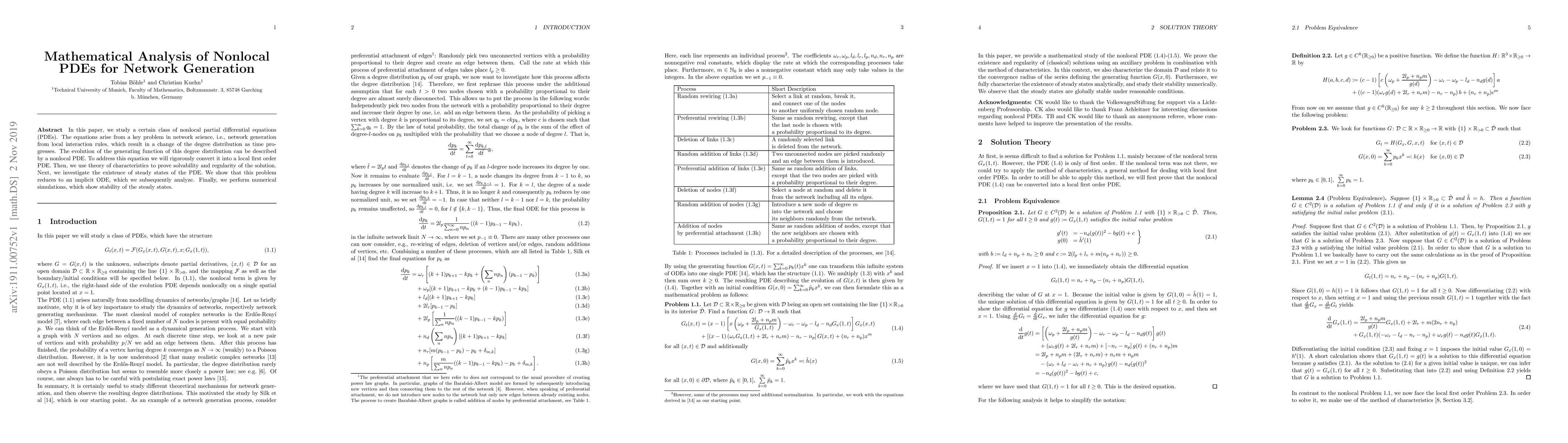 Thumbnail for Mathematical Analysis of Nonlocal PDEs for Network Generation