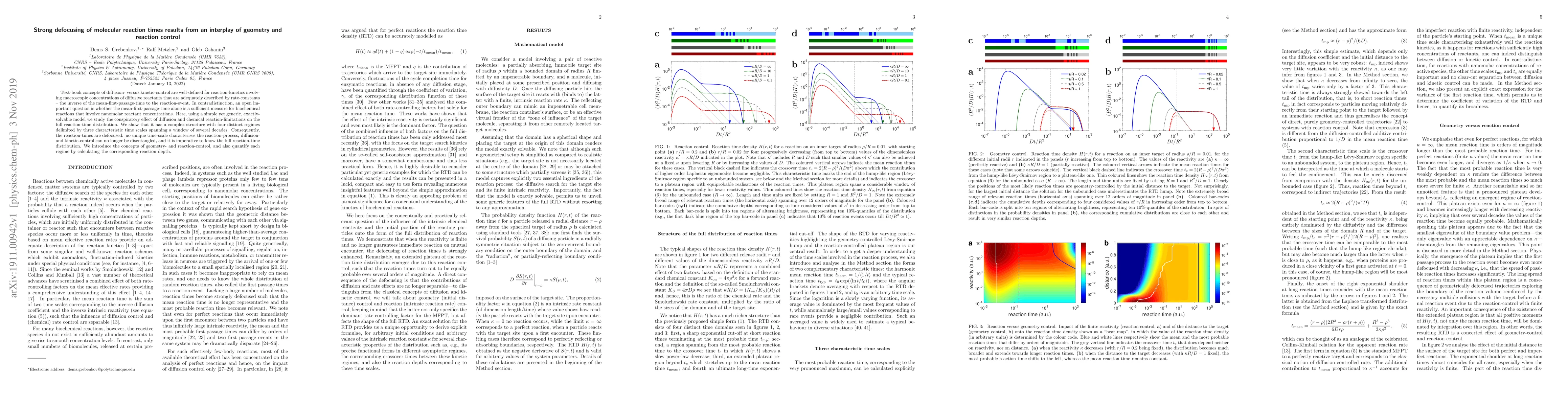 Thumbnail for Strong defocusing of molecular reaction times results from an interplay
  of geometry and reaction control
