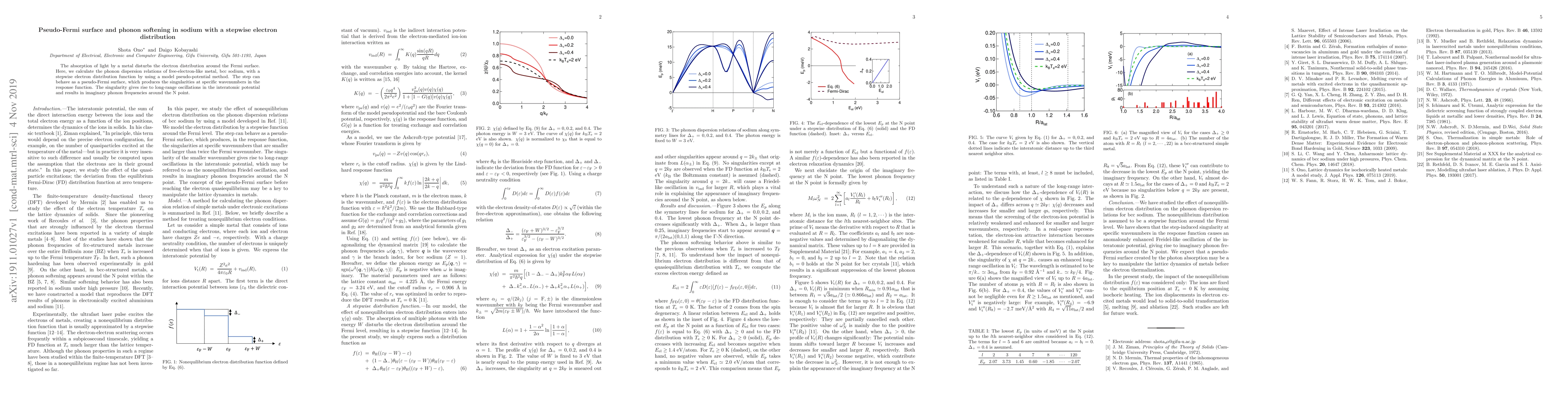 Thumbnail for Pseudo-Fermi surface and phonon softening in sodium with a stepwise
  electron distribution