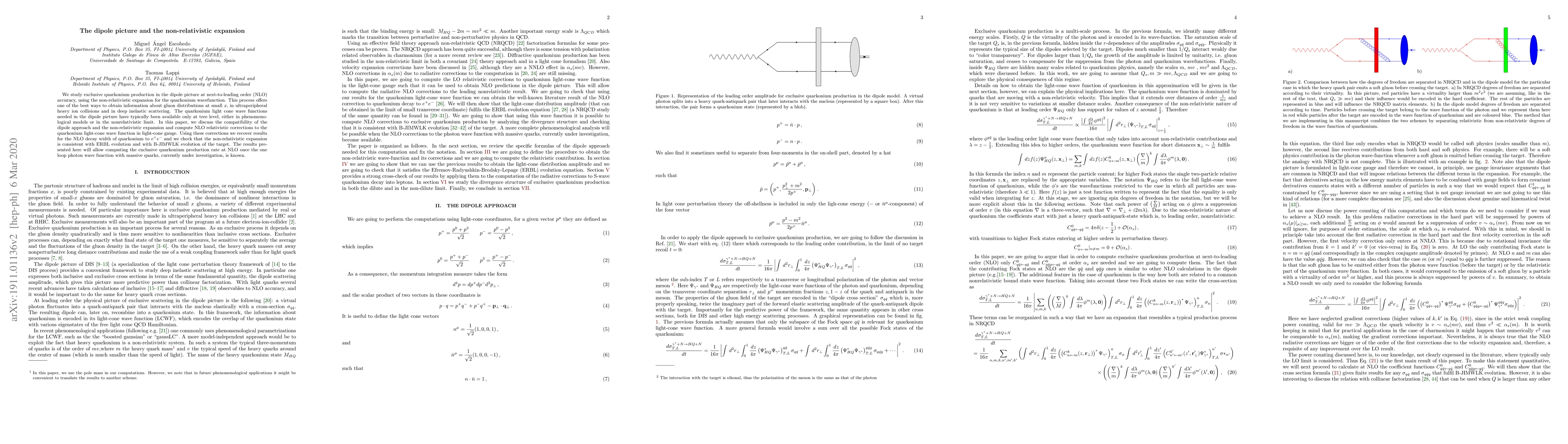Thumbnail for The dipole picture and the non-relativistic expansion