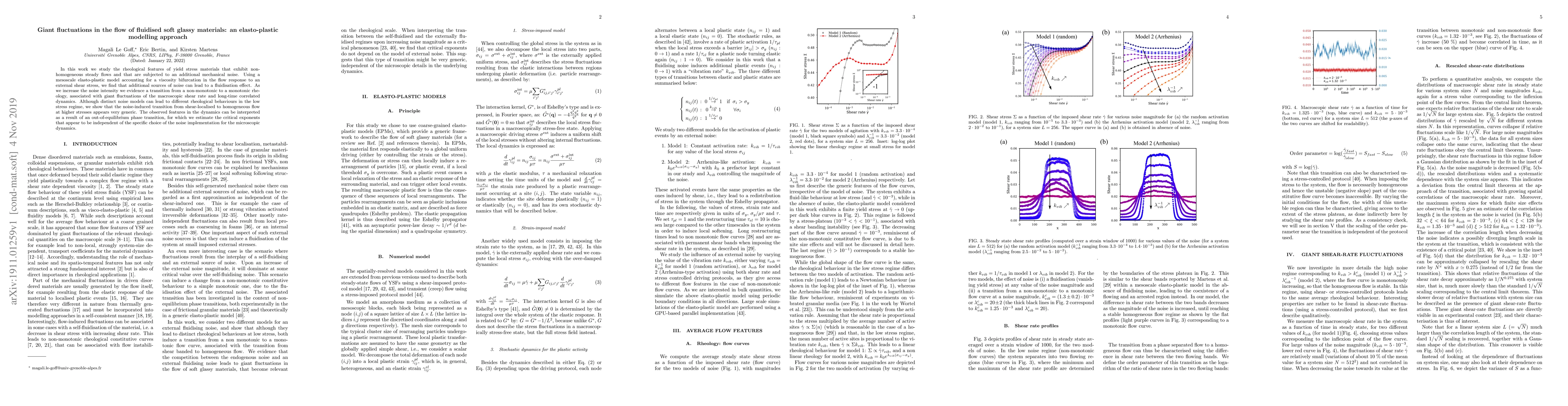Thumbnail for Giant fluctuations in the flow of fluidised soft glassy materials: an
  elasto-plastic modelling approach