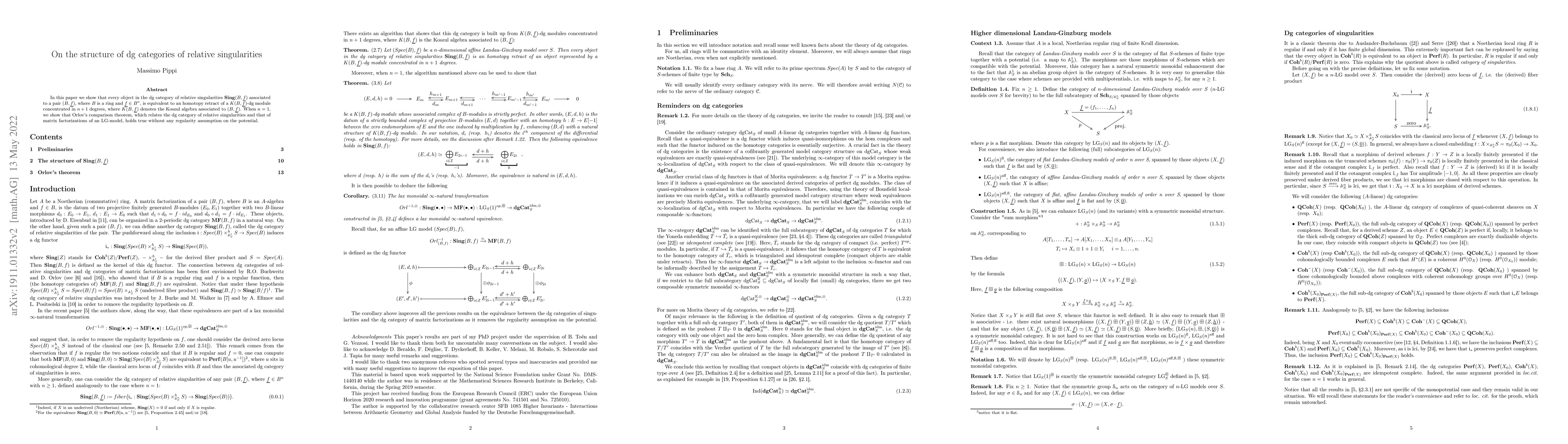 Thumbnail for On the structure of dg categories of relative singularities