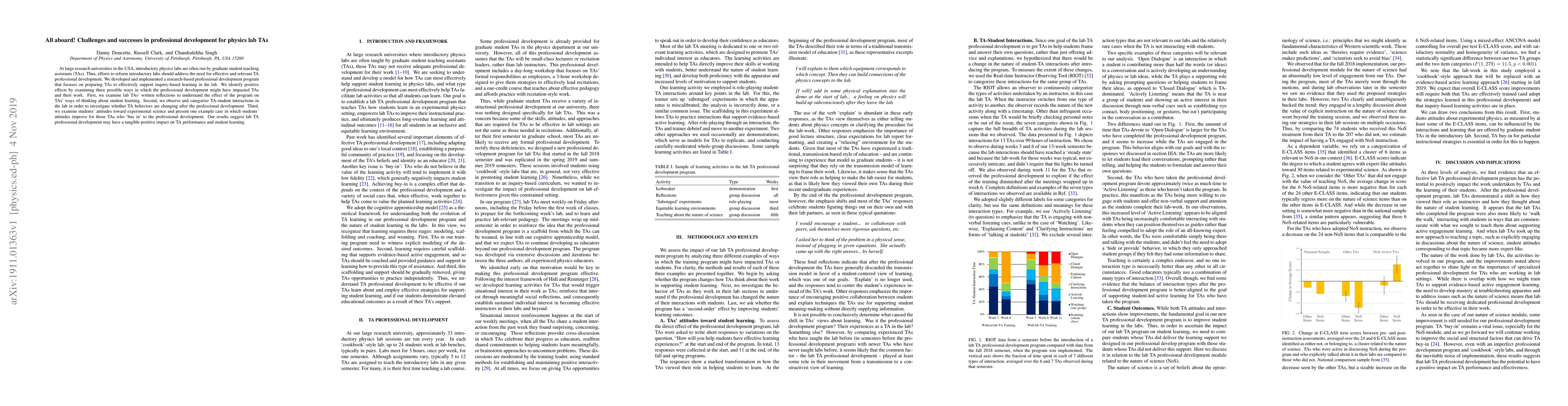 Thumbnail for All aboard! Challenges and successes in professional development for
  physics lab TAs
