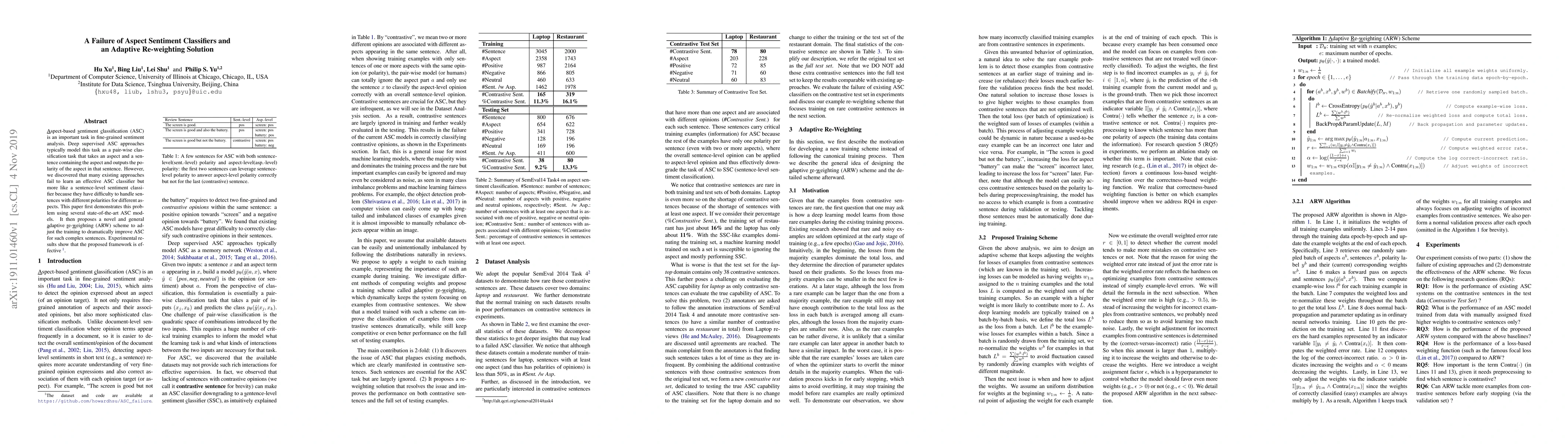 Thumbnail for A Failure of Aspect Sentiment Classifiers and an Adaptive Re-weighting
  Solution