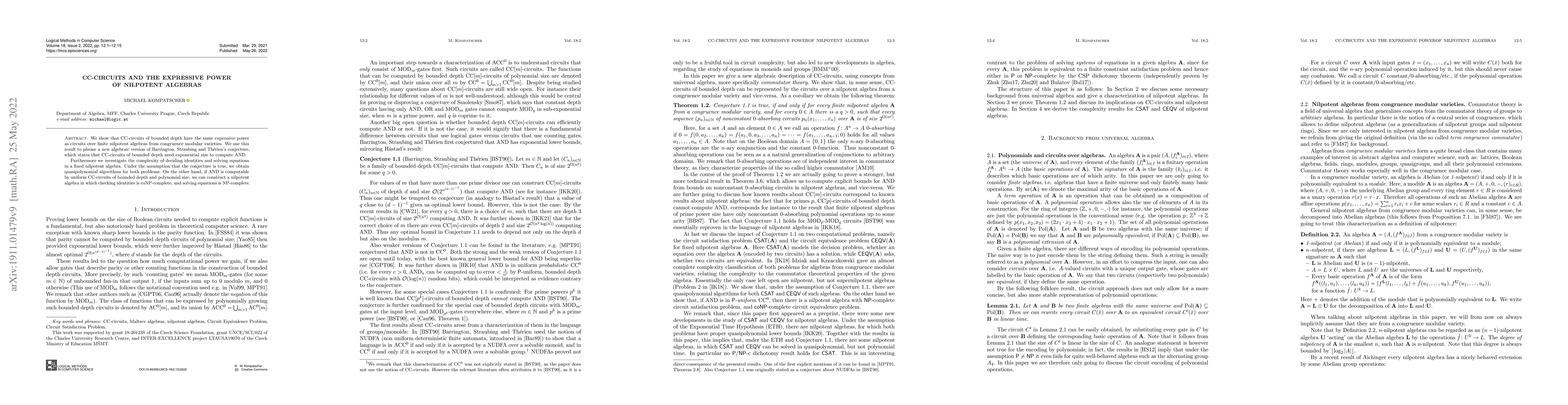 Thumbnail for CC-circuits and the expressive power of nilpotent algebras