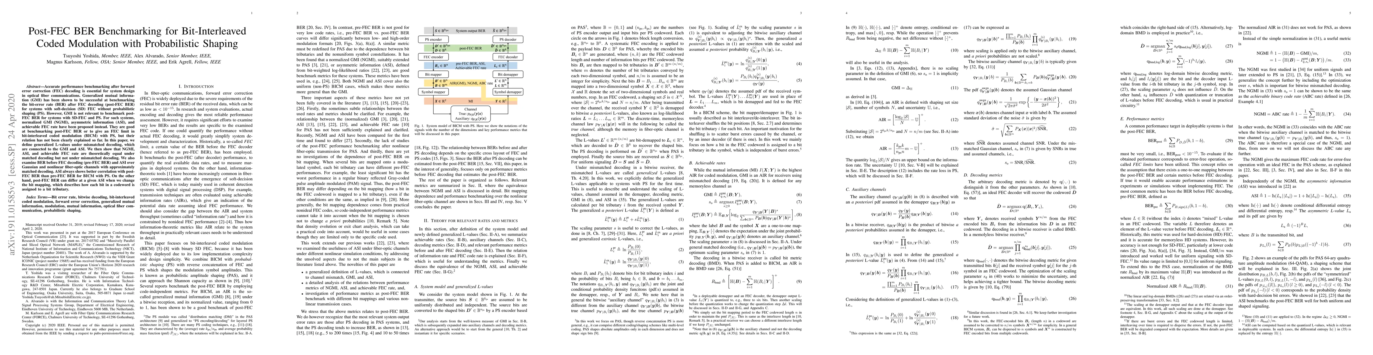 Thumbnail for Post-FEC BER Benchmarking for Bit-Interleaved Coded Modulation with
  Probabilistic Shaping