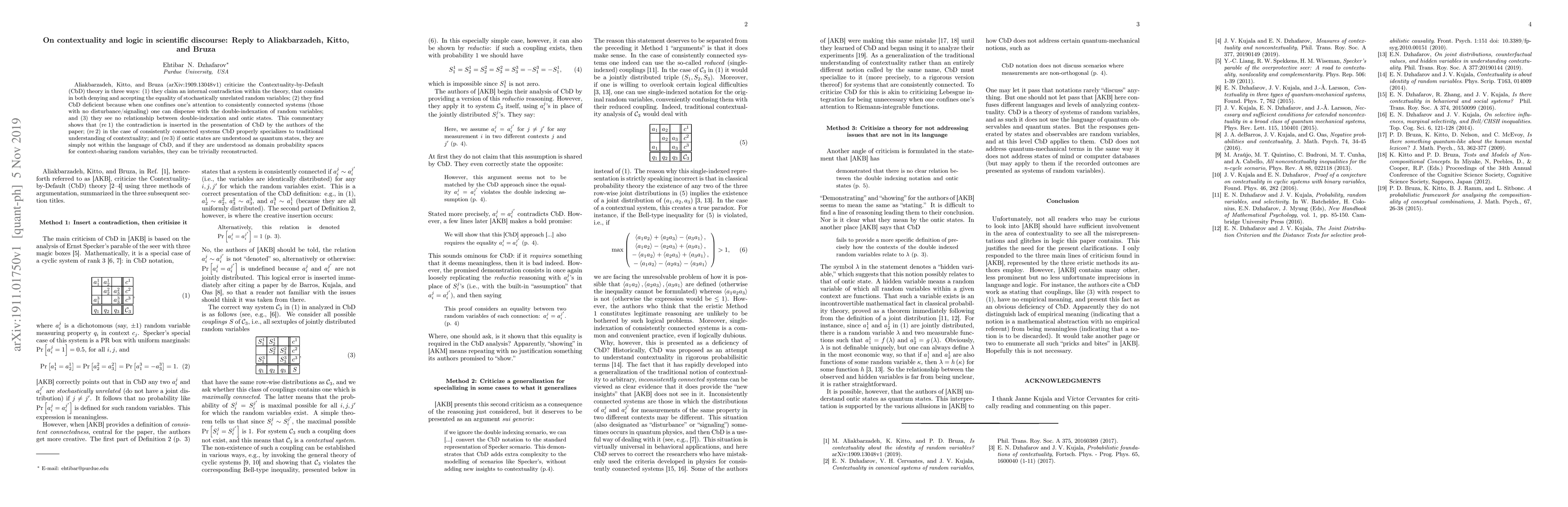 Thumbnail for On contextuality and logic in scientific discourse: Reply to
  Aliakbarzadeh, Kitto, and Bruza
