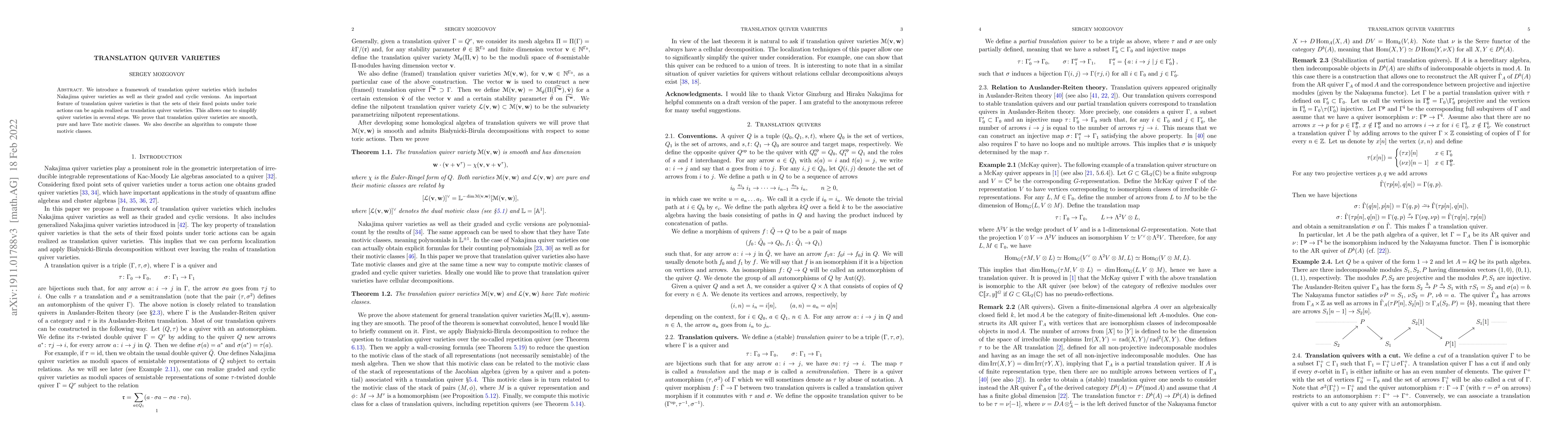 Thumbnail for Translation quiver varieties